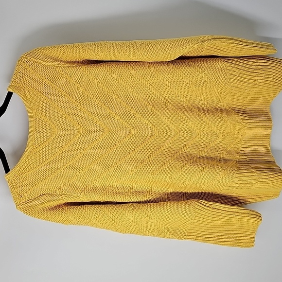 Ashley Stewart Golden Yellow Vneck Knit Sweater Plus Size - Picture 6 of 7